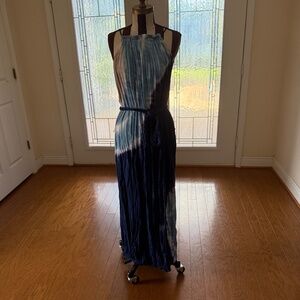 Young Fabulous & Broke Navy Blue Ombre Maxi Dress M Boho Beach Strappy Vacation